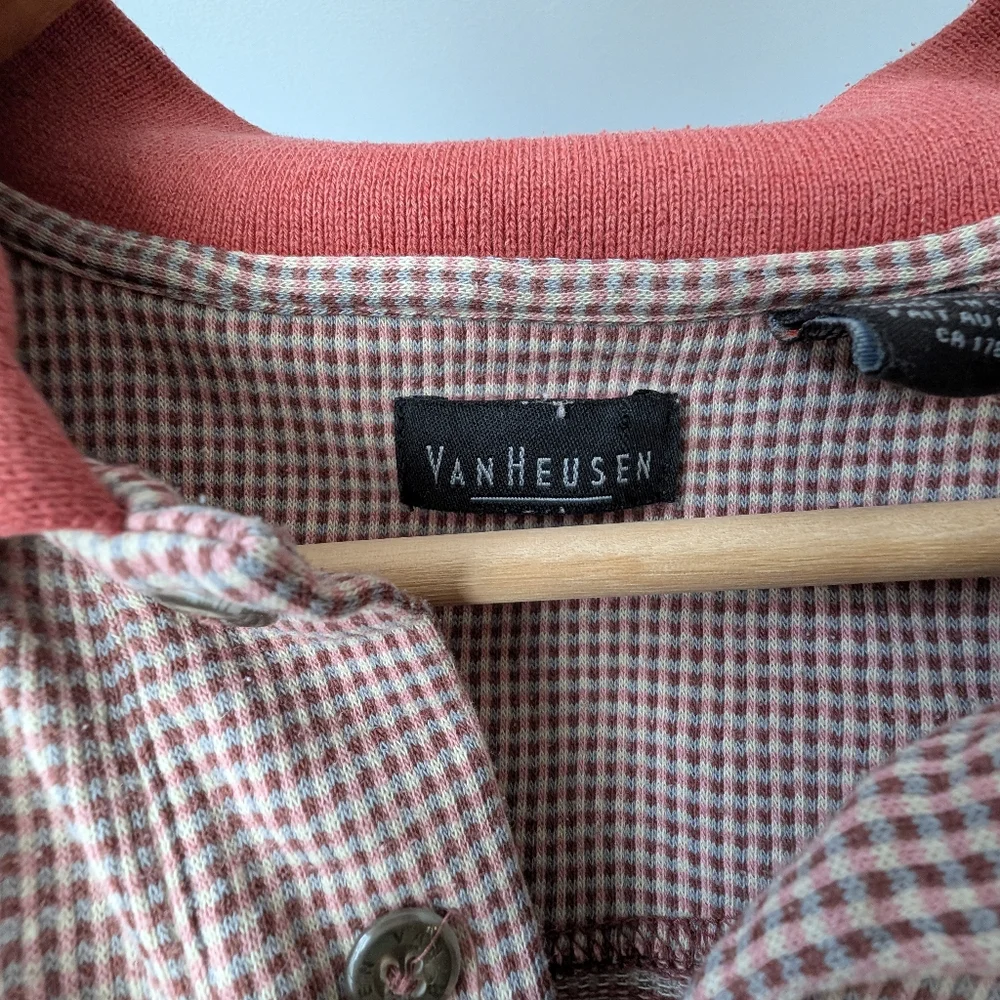 Van Heusen Men's Polo Shirt Short Sleeve Size Medium Preppy 90s Oversized - Picture 4 of 5